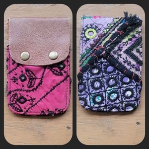 🍄🪬 Free People Boho Embroidered Repurposed vtg banjara hippie Wallet card case